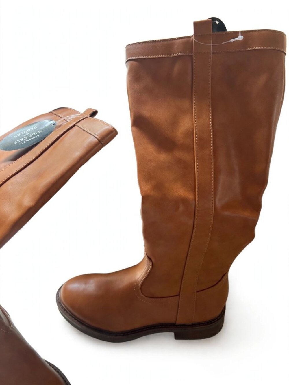 Style&Co Terry Sweet Maple Tan Cognac Faux Leather Knee High Boots Side Zip 5M